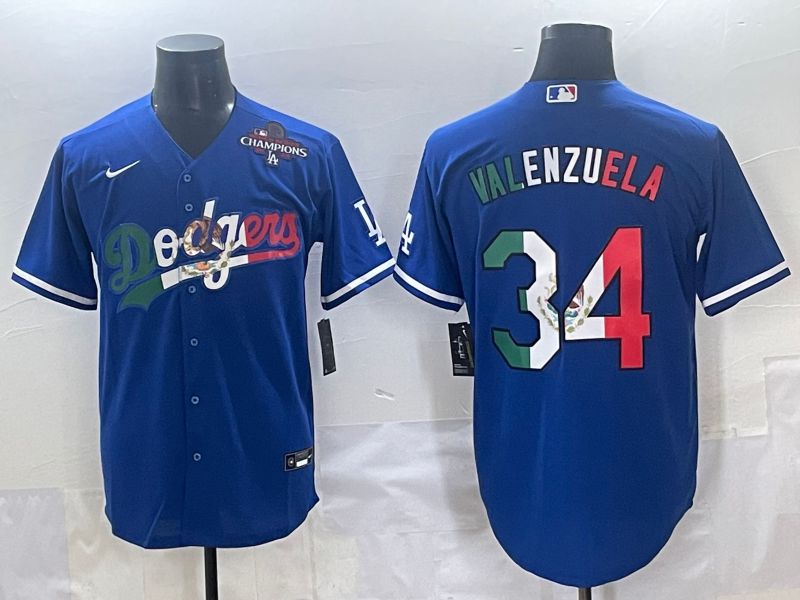 Men 2025 Los Angeles Dodgers #34 Valenzuela Blue Nike MLB Jersey style 71510